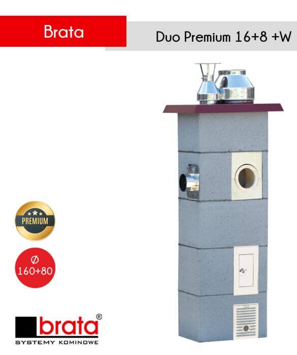 komin ceramiczno-stalowy Brata Duo Premium 160 3 kominy w jednym