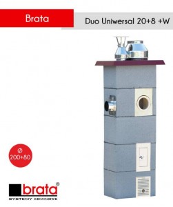 Brata Duo Uniwersal 20+8+W - komin wielofunkcyjny uniwersalny ceramiczny + stalowy do kotłów na gaz