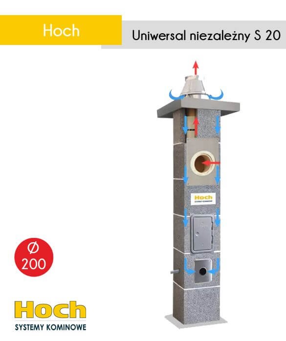 Hoch Uniwersal Niezależny - średnica 200 mm. Ceramiczny uniwersalny system kominowy.