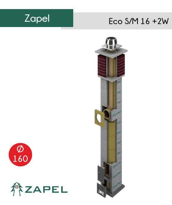 GT Zapel Eco S (Eco M) 160+2W ekonomiczny komin ceramiczny do wszystkich paliw z podwójną wentylacją