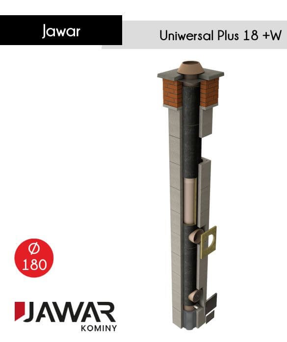 Ceramiczny komin uniwersalny do wszystkich paliw Jawar Uniwersal Plus fi 180 z podwójna wentylacją