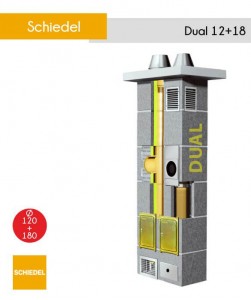 Dwa kominy ceramiczne w jednym komin uniwersalny i komin do kotłów na gaz Schiedel Dual 12+18