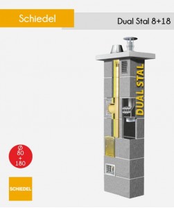 Komin Schiedel Dual Stal - 180 mm + 80 mm - wielofunkcyjny komin stal + ceramika.