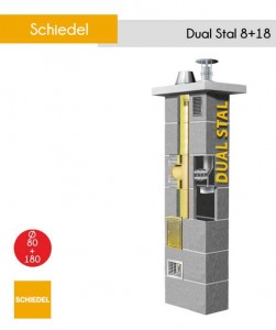 Komin Schiedel Dual Stal - 180 mm + 80 mm - wielofunkcyjny komin stal + ceramika.