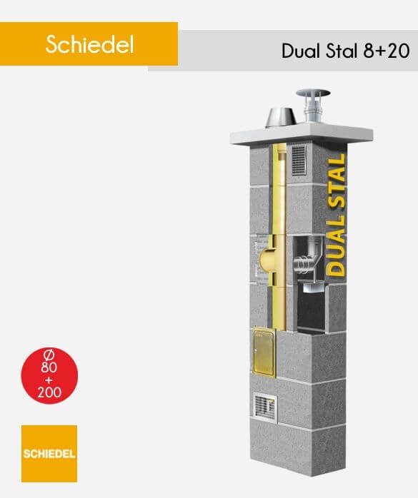 Schiedel Dual Stal - 80 mm + 200 mm wielofunkcyjny system kominowy.