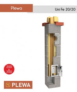 Komin Plewa Uni FE 200 x 200 mm - komin systemowy do kominka fi 200. Ocieplany wełną.