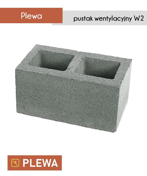 2-kanałowy pustak wentylacyjny marki Plewa - wentylacja podwójna 11 cm x 17 cm. Wysokość pustaka 24 cm.