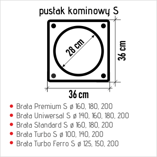 Wymiary komina Brata - pustak S