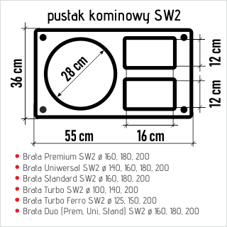 Wymiary komina Brata - pustak SW2